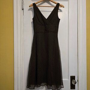 JCrew brown and tan silk a-line polka dot dress, size 0